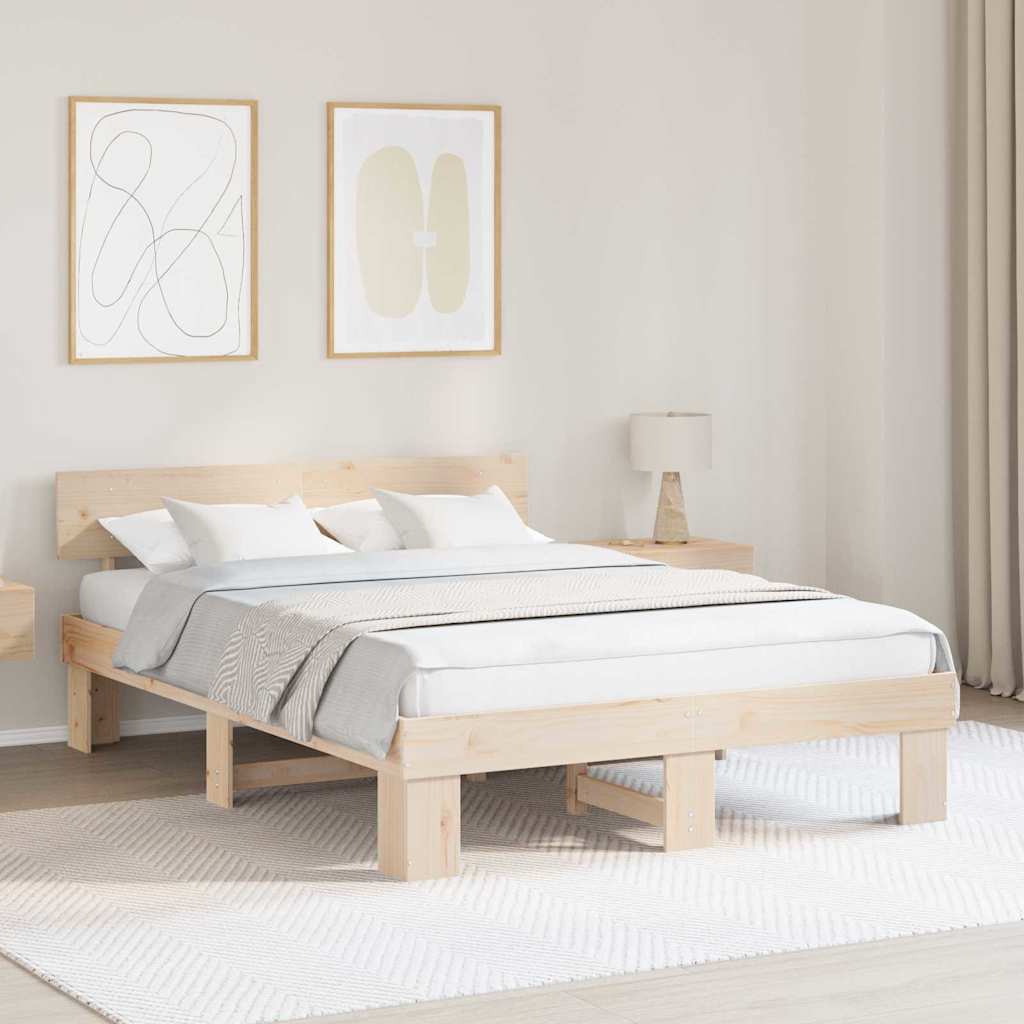 vidaXL Ramka łóżka Naturalny 150 x 200 cm Lite drewno sosnowe
