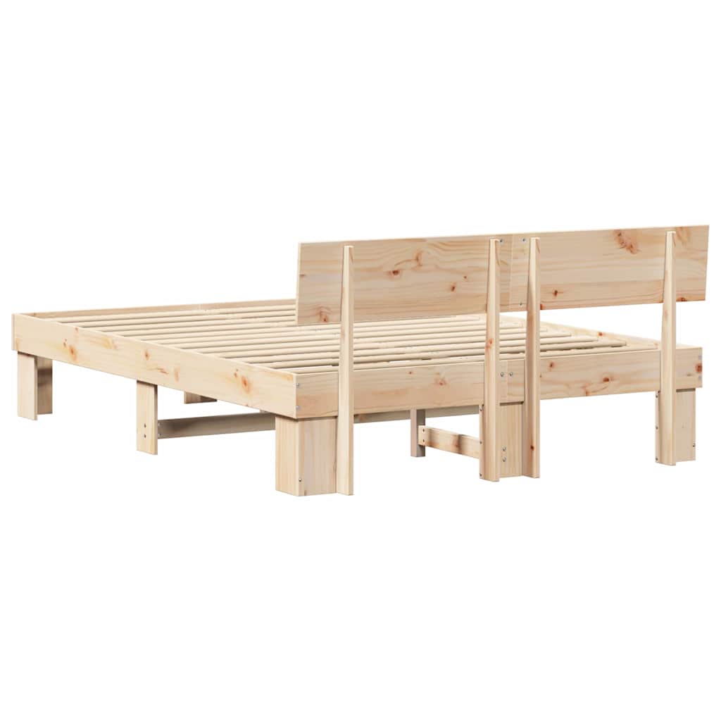 vidaXL Ramka łóżka Naturalny 150 x 200 cm Lite drewno sosnowe
