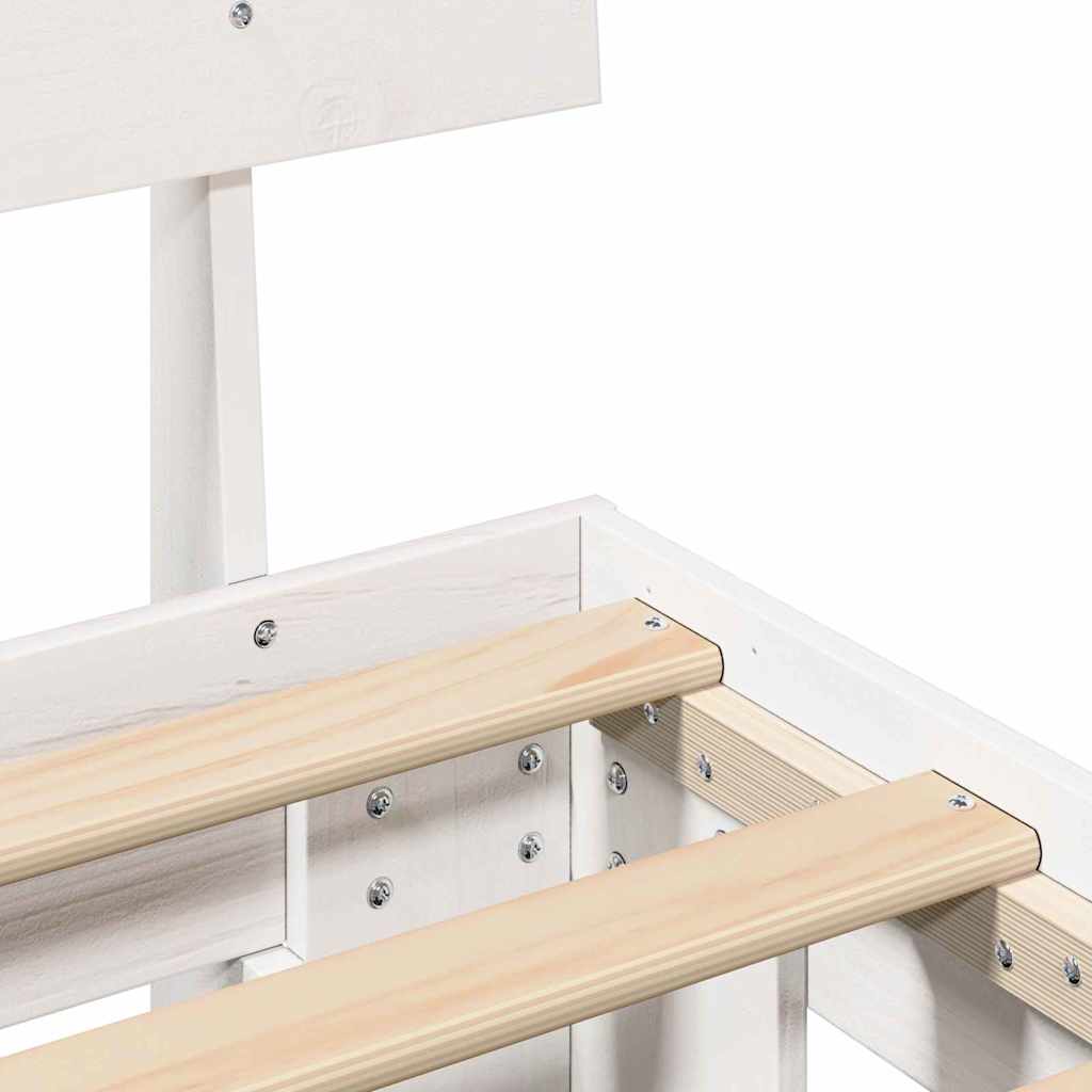 vidaXL Ramka łóżka Z zagłówkiem Biały 150 x 200 cm Lite drewno sosnowe