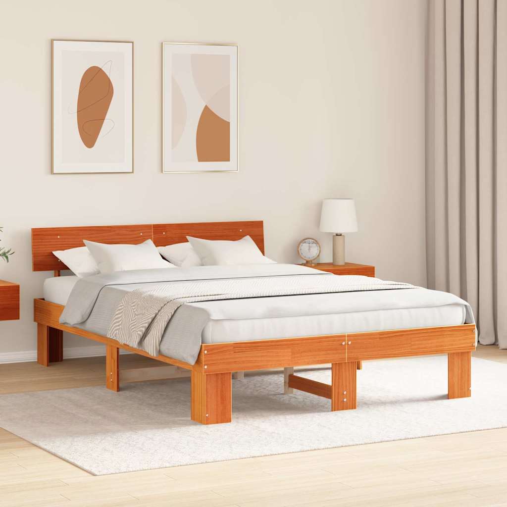 vidaXL Ramka łóżka Woskowy Brąz 150 x 200 cm Lite drewno sosnowe