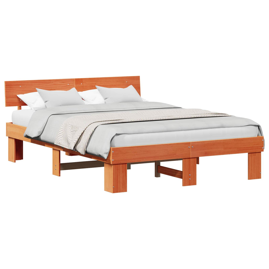 vidaXL Ramka łóżka Woskowy Brąz 150 x 200 cm Lite drewno sosnowe