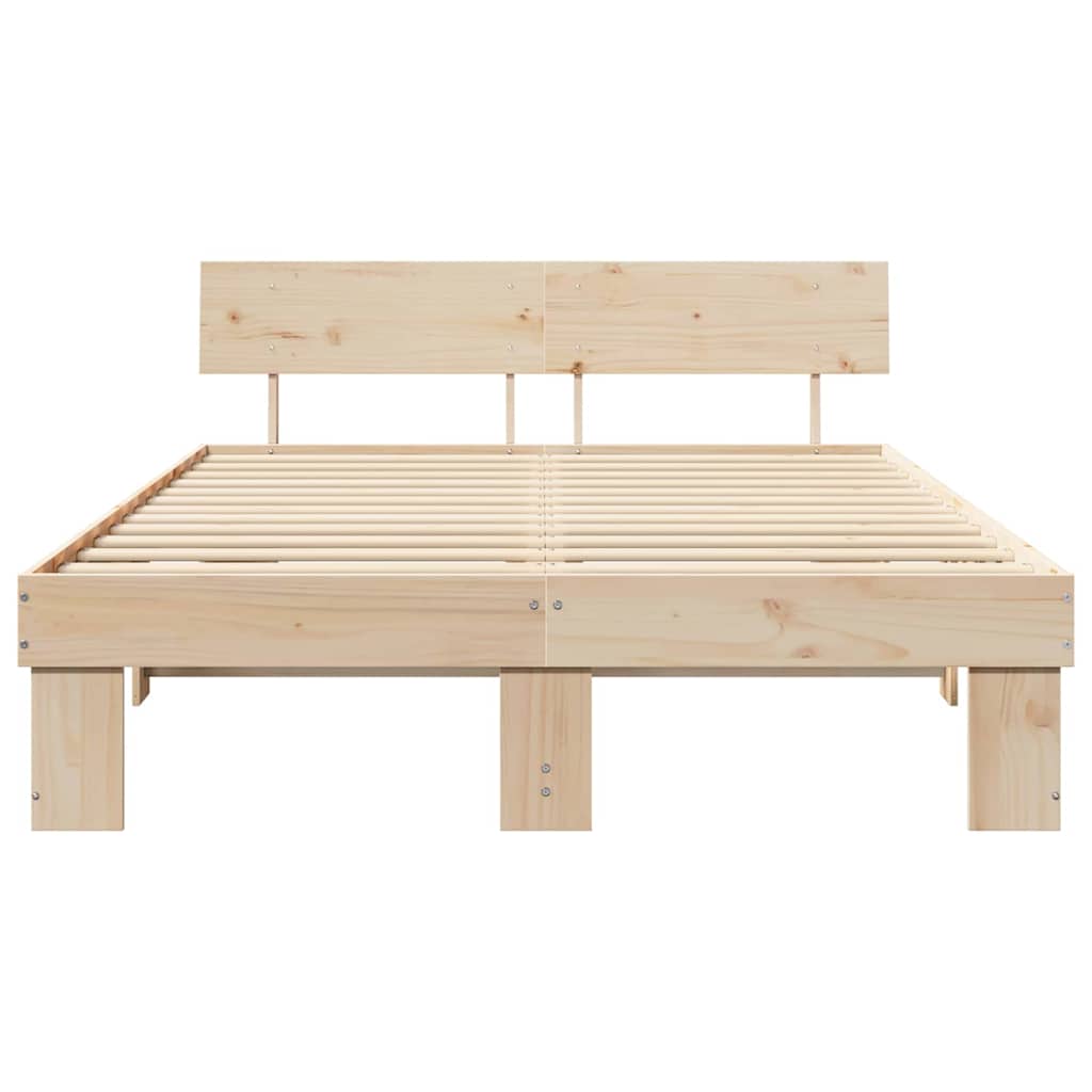 vidaXL Ramka łóżka Naturalny 140 x 200 cm Lite drewno sosnowe