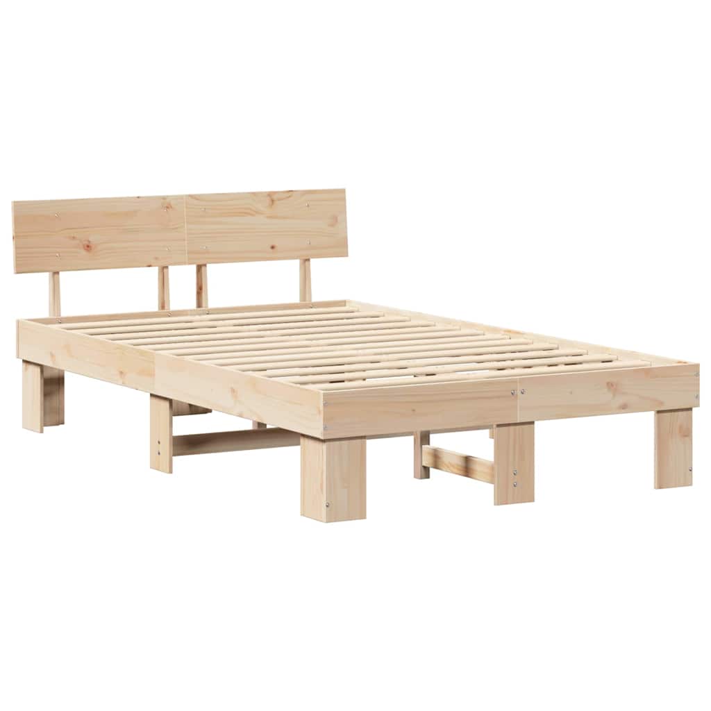 vidaXL Ramka łóżka Naturalny 120 x 200 cm Lite drewno sosnowe