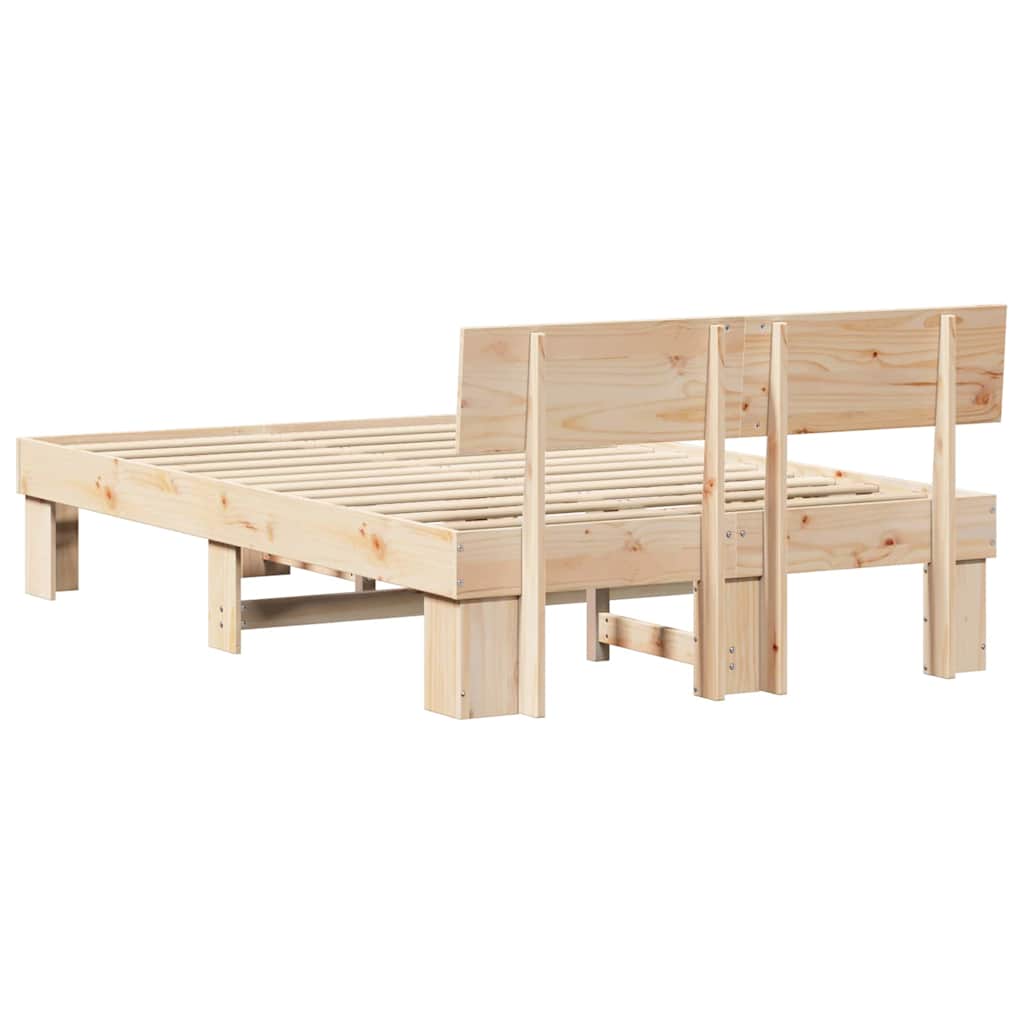 vidaXL Ramka łóżka Naturalny 140 x 190 cm Lite drewno sosnowe