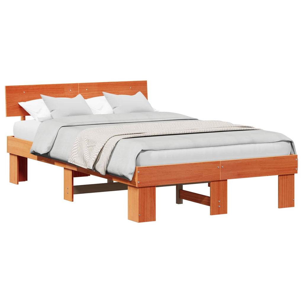 vidaXL Ramka łóżka Woskowy Brąz 140 x 190 cm Lite drewno sosnowe