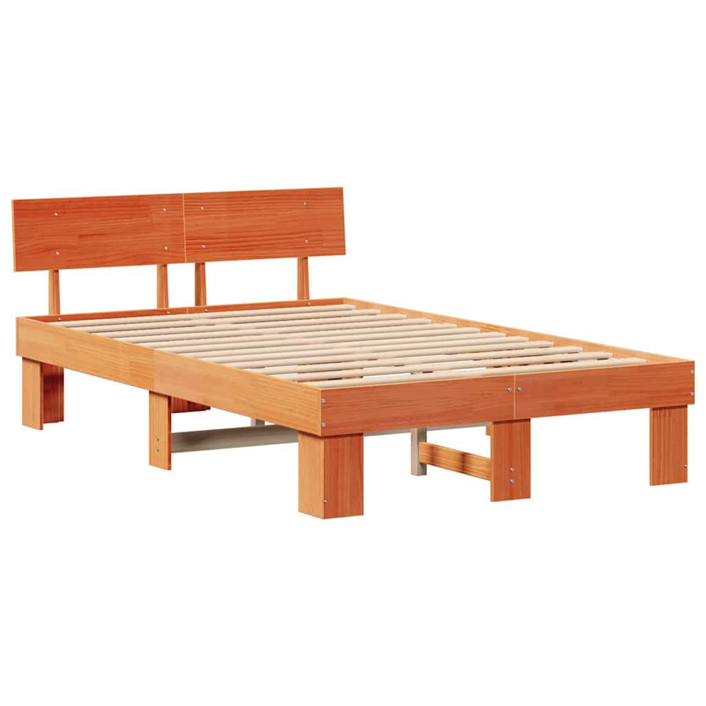 vidaXL Ramka łóżka Woskowy Brąz 140 x 190 cm Lite drewno sosnowe