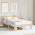 vidaXL Ramka łóżka Naturalny 135 x 190 cm Lite drewno sosnowe