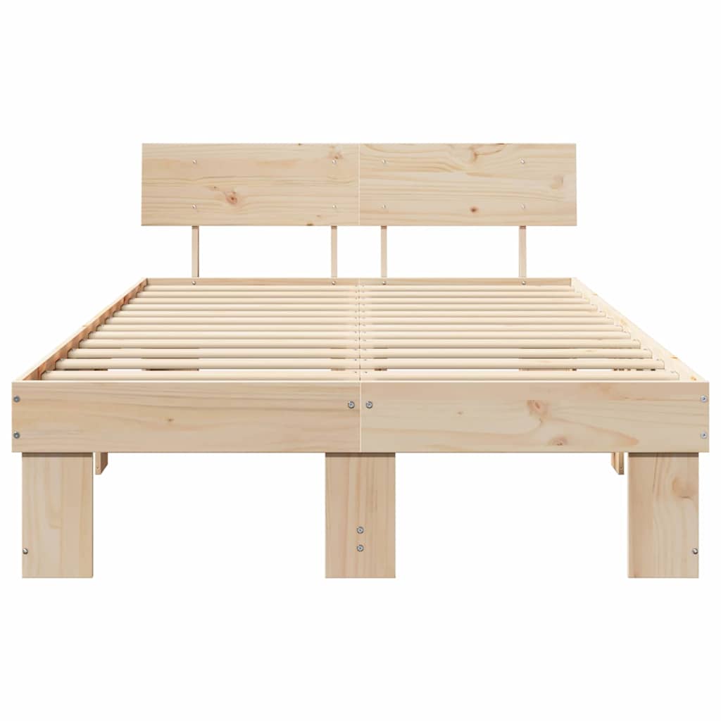 vidaXL Ramka łóżka Naturalny 135 x 190 cm Lite drewno sosnowe