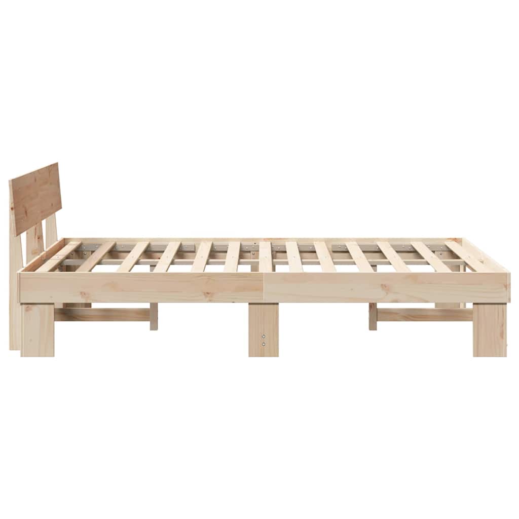 vidaXL Ramka łóżka Naturalny 135 x 190 cm Lite drewno sosnowe