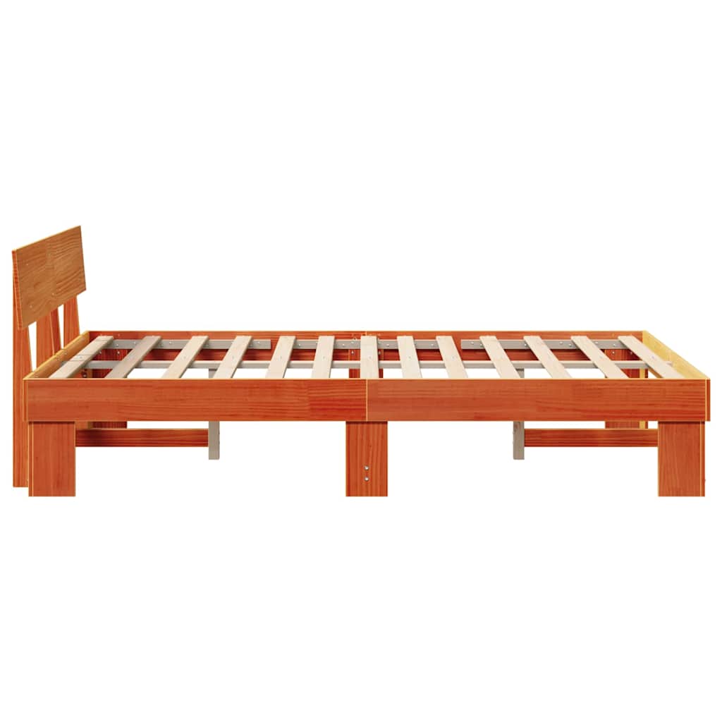 vidaXL Ramka łóżka Woskowy Brąz 135 x 190 cm Lite drewno sosnowe