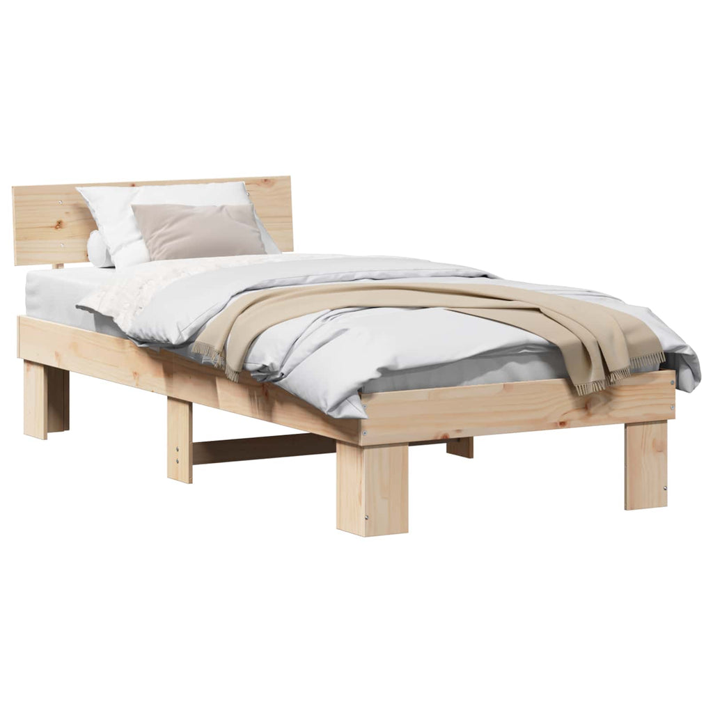 vidaXL Ramka łóżka Naturalny 100 x 200 cm Lite drewno sosnowe
