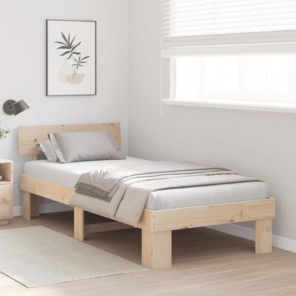 vidaXL Ramka łóżka Naturalny 90 x 200 cm Lite drewno sosnowe