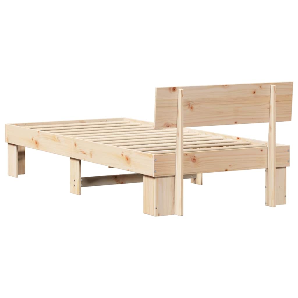 vidaXL Ramka łóżka Naturalny 90 x 200 cm Lite drewno sosnowe