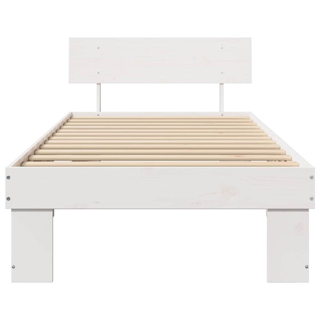 vidaXL Ramka łóżka Z zagłówkiem Biały 80 x 200 cm Lite drewno sosnowe
