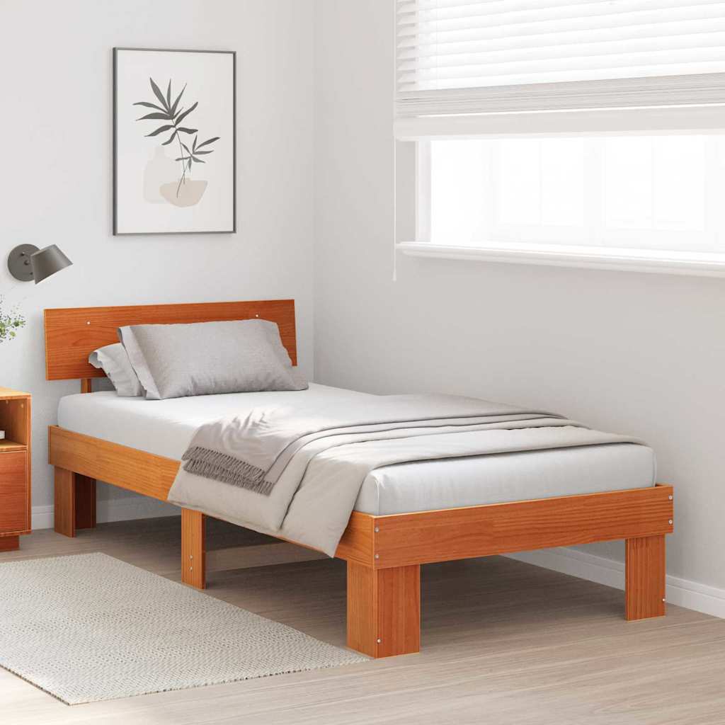 vidaXL Ramka łóżka Woskowy Brąz 80 x 200 cm Lite drewno sosnowe