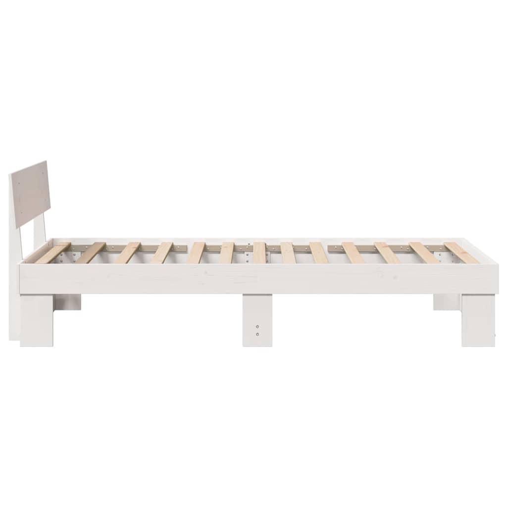 vidaXL Ramka łóżka Z zagłówkiem Biały 90 x 190 cm Lite drewno sosnowe