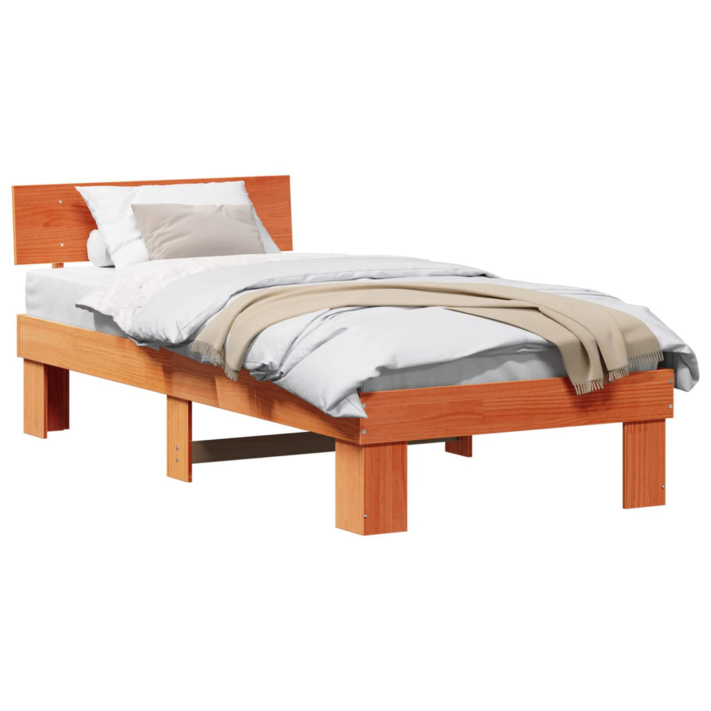 vidaXL Ramka łóżka Woskowy Brąz 90 x 190 cm Lite drewno sosnowe