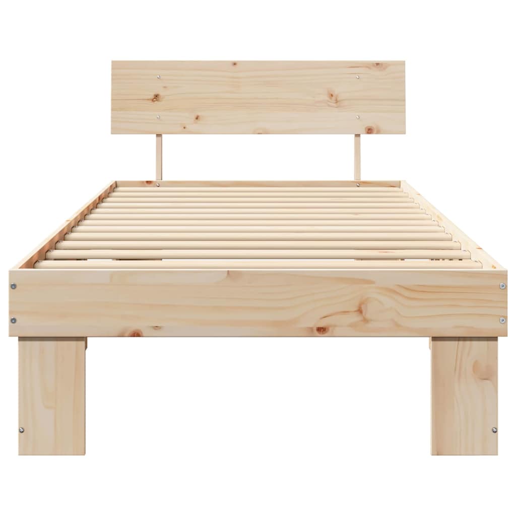 vidaXL Ramka łóżka Naturalny 75 x 190 cm Lite drewno sosnowe