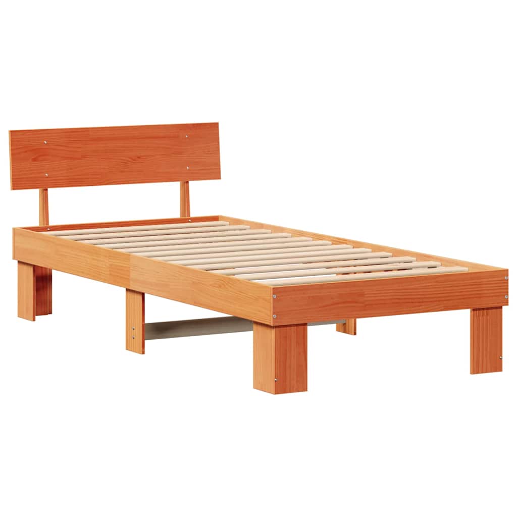 vidaXL Ramka łóżka Woskowy Brąz 75 x 190 cm Lite drewno sosnowe
