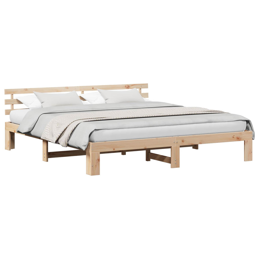 vidaXL Ramka łóżka Naturalny 200 x 200 cm Lite drewno sosnowe