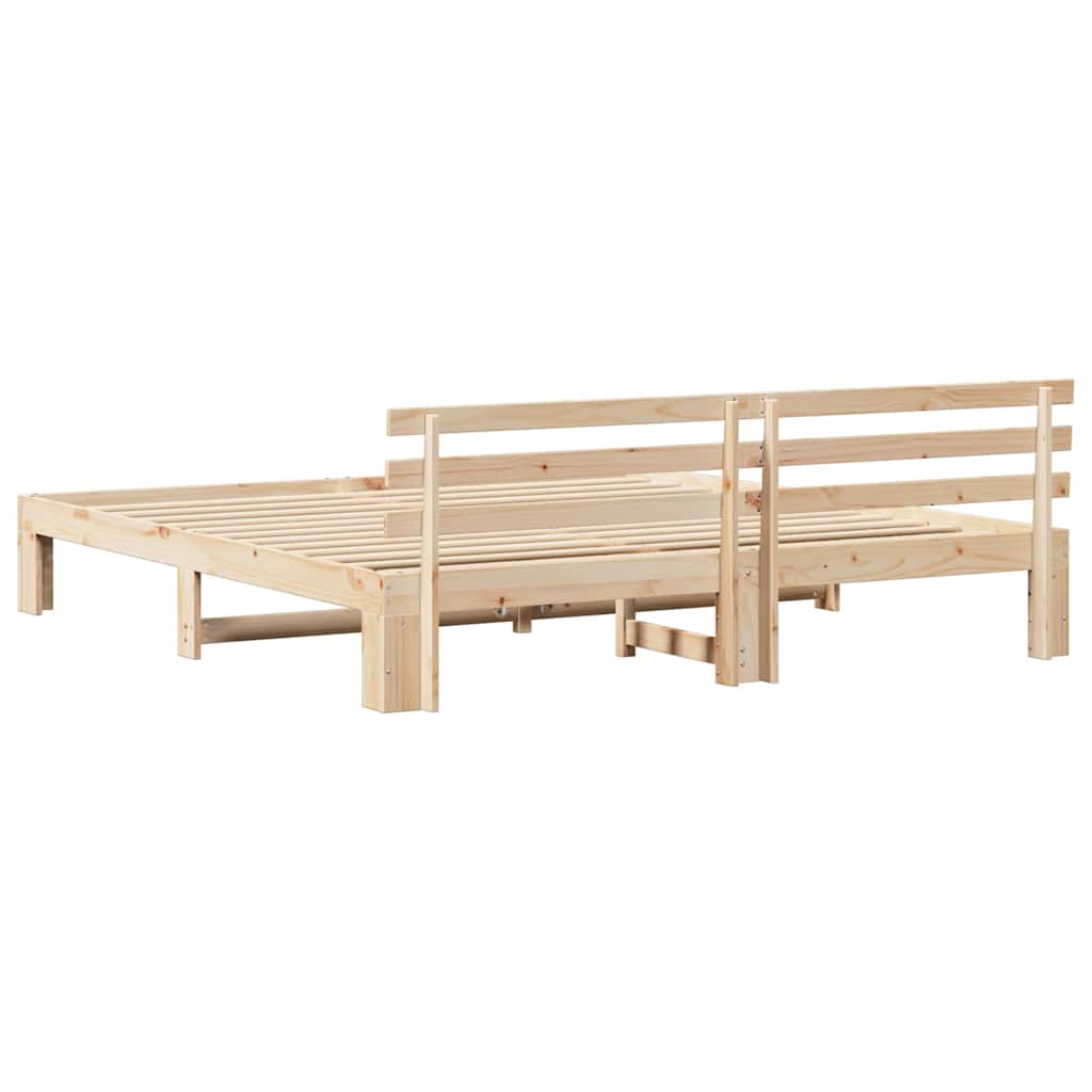 vidaXL Ramka łóżka Naturalny 200 x 200 cm Lite drewno sosnowe