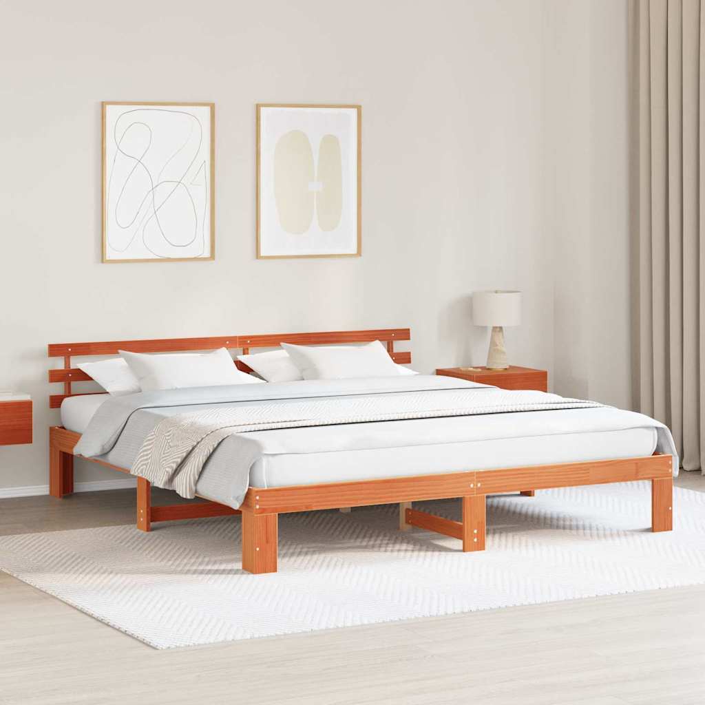 vidaXL Ramka łóżka Woskowy Brąz 200 x 200 cm Lite drewno sosnowe