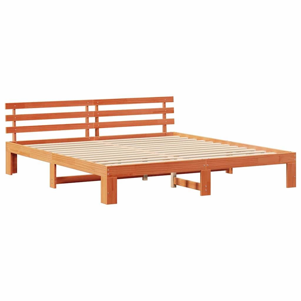 vidaXL Ramka łóżka Woskowy Brąz 200 x 200 cm Lite drewno sosnowe