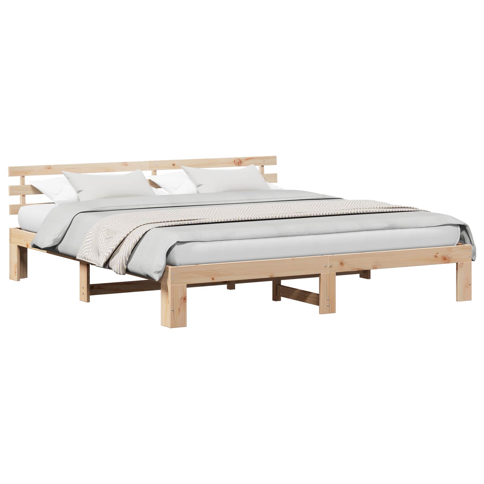 vidaXL Ramka łóżka Naturalny 180 x 200 cm Lite drewno sosnowe
