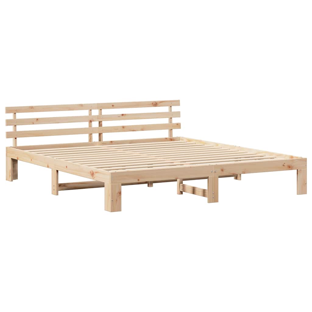 vidaXL Ramka łóżka Naturalny 180 x 200 cm Lite drewno sosnowe
