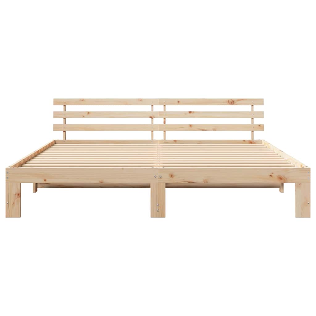 vidaXL Ramka łóżka Naturalny 180 x 200 cm Lite drewno sosnowe