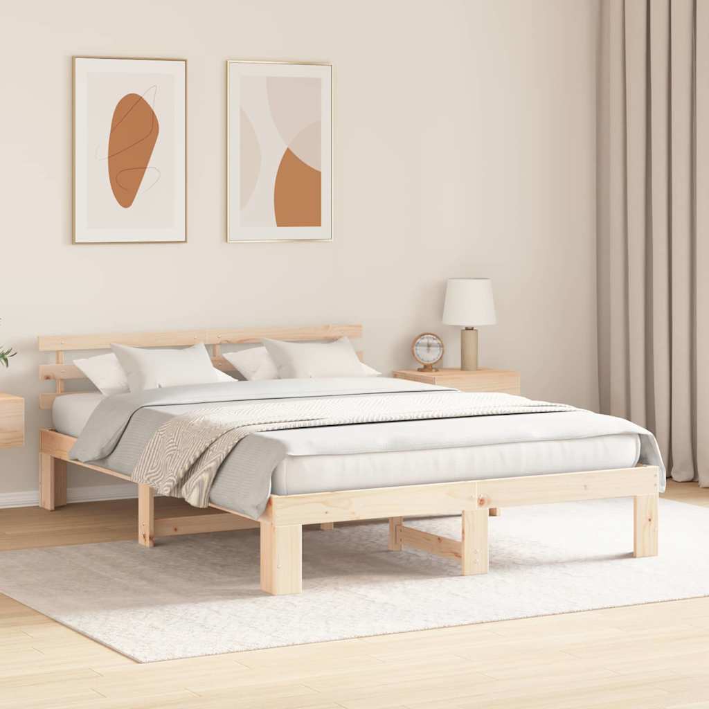 vidaXL Ramka łóżka Naturalny 150 x 200 cm Lite drewno sosnowe