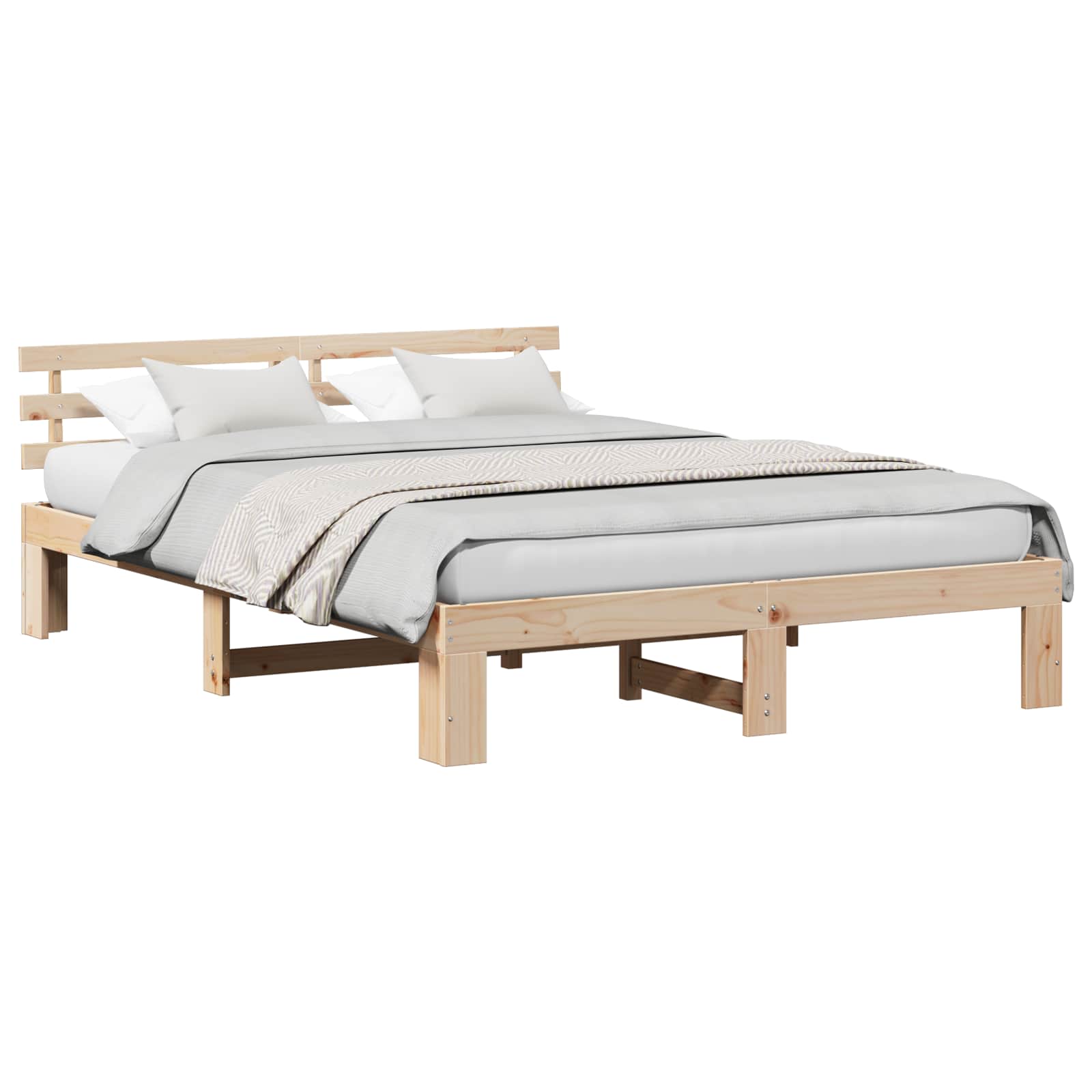 vidaXL Ramka łóżka Naturalny 150 x 200 cm Lite drewno sosnowe