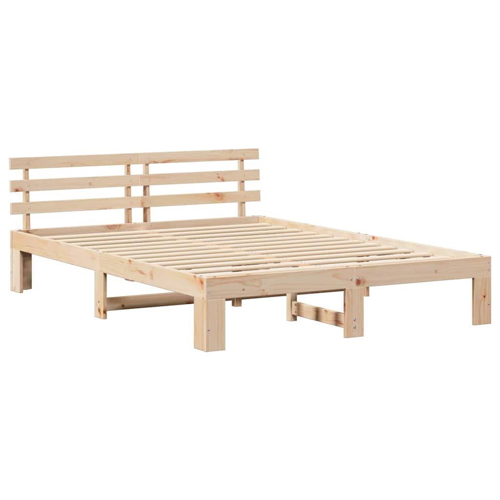 vidaXL Ramka łóżka Naturalny 150 x 200 cm Lite drewno sosnowe