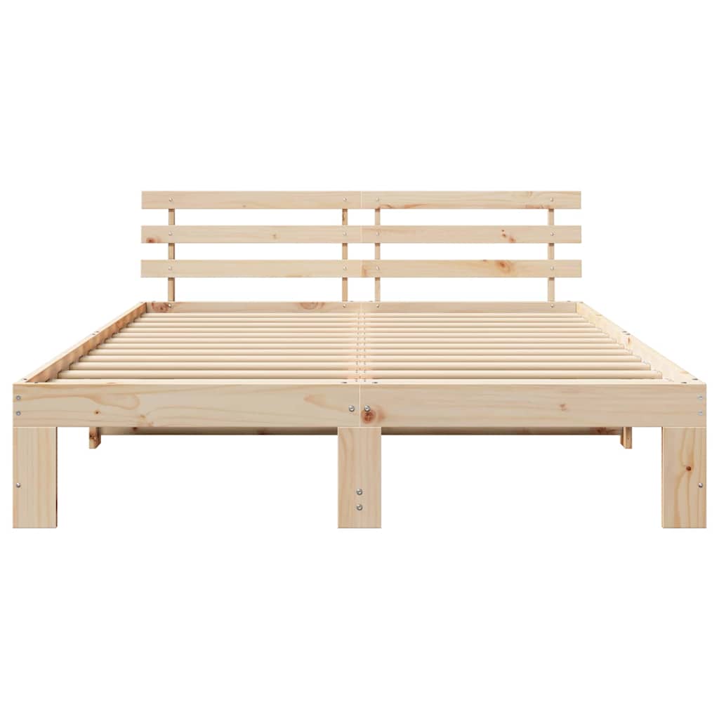 vidaXL Ramka łóżka Naturalny 150 x 200 cm Lite drewno sosnowe