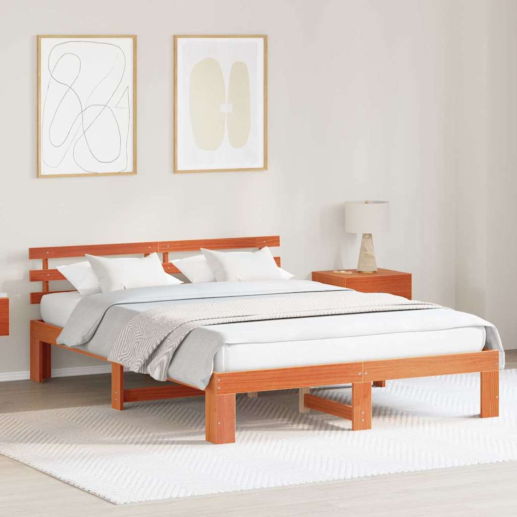 vidaXL Ramka łóżka Woskowy Brąz 150 x 200 cm Lite drewno sosnowe