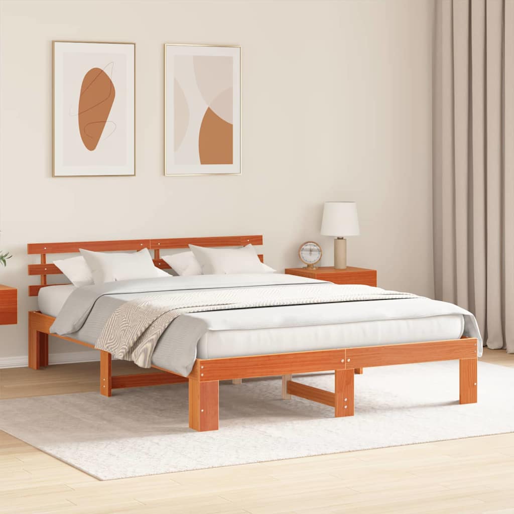 vidaXL Ramka łóżka Woskowy Brąz 150 x 200 cm Lite drewno sosnowe