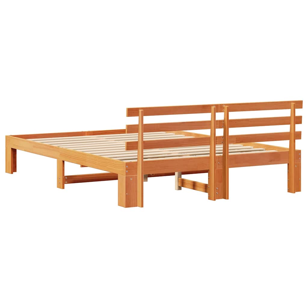 vidaXL Ramka łóżka Woskowy Brąz 150 x 200 cm Lite drewno sosnowe