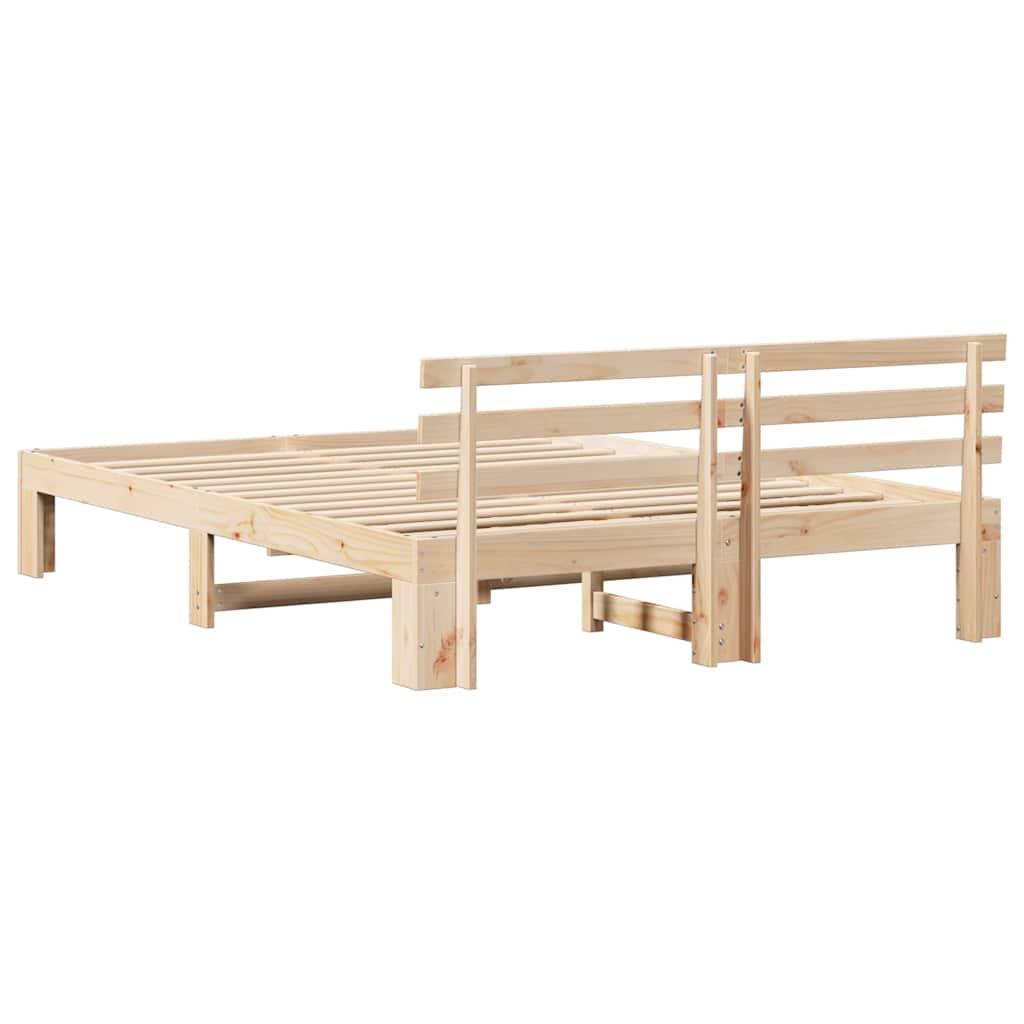 vidaXL Ramka łóżka Naturalny 140 x 200 cm Lite drewno sosnowe