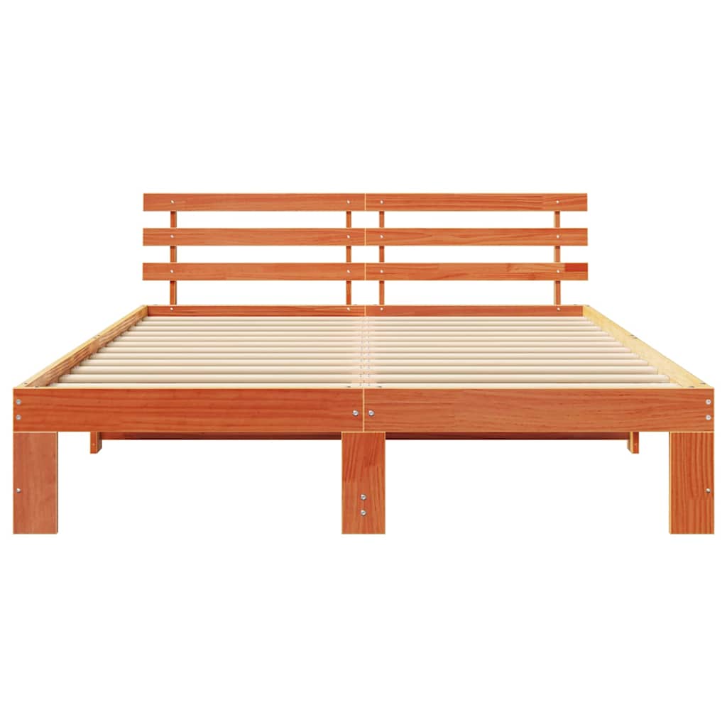 vidaXL Ramka łóżka Woskowy Brąz 140 x 200 cm Lite drewno sosnowe