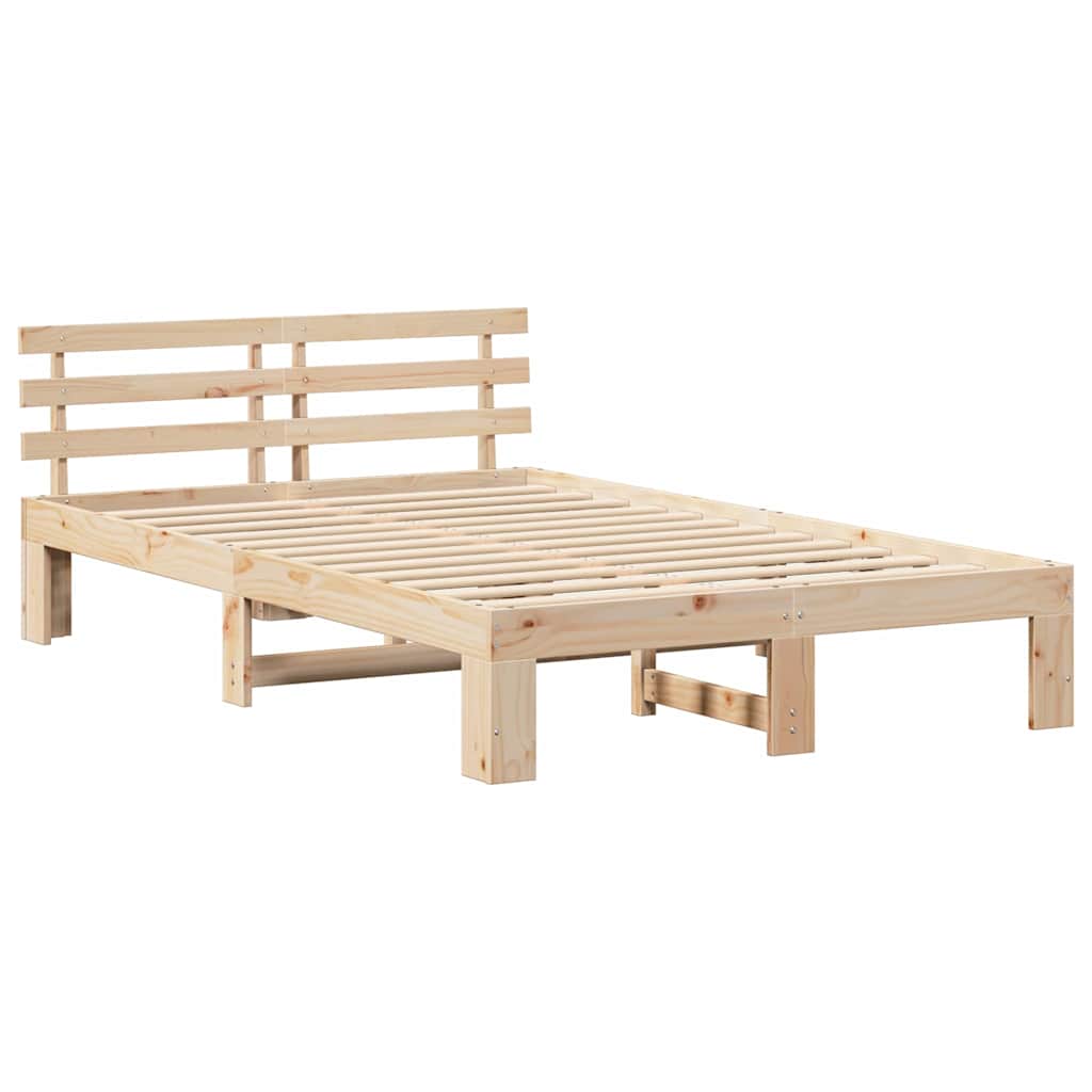 vidaXL Ramka łóżka Naturalny 120 x 200 cm Lite drewno sosnowe