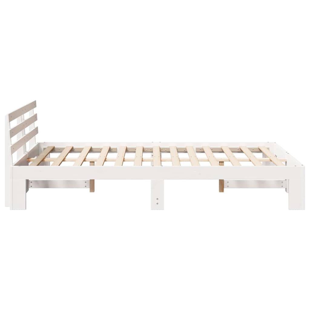 vidaXL Ramka łóżka Z zagłówkiem Biały 120 x 200 cm Lite drewno sosnowe