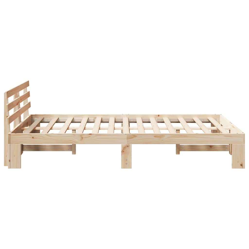 vidaXL Ramka łóżka Naturalny 140 x 190 cm Lite drewno sosnowe