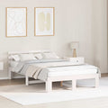 vidaXL Ramka łóżka Z zagłówkiem Biały 140 x 190 cm Lite drewno sosnowe