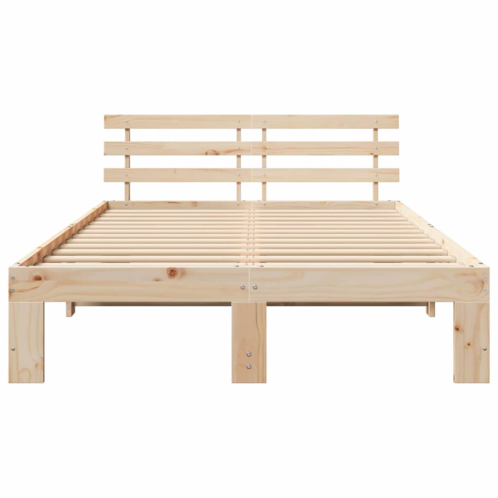 vidaXL Ramka łóżka Naturalny 135 x 190 cm Lite drewno sosnowe