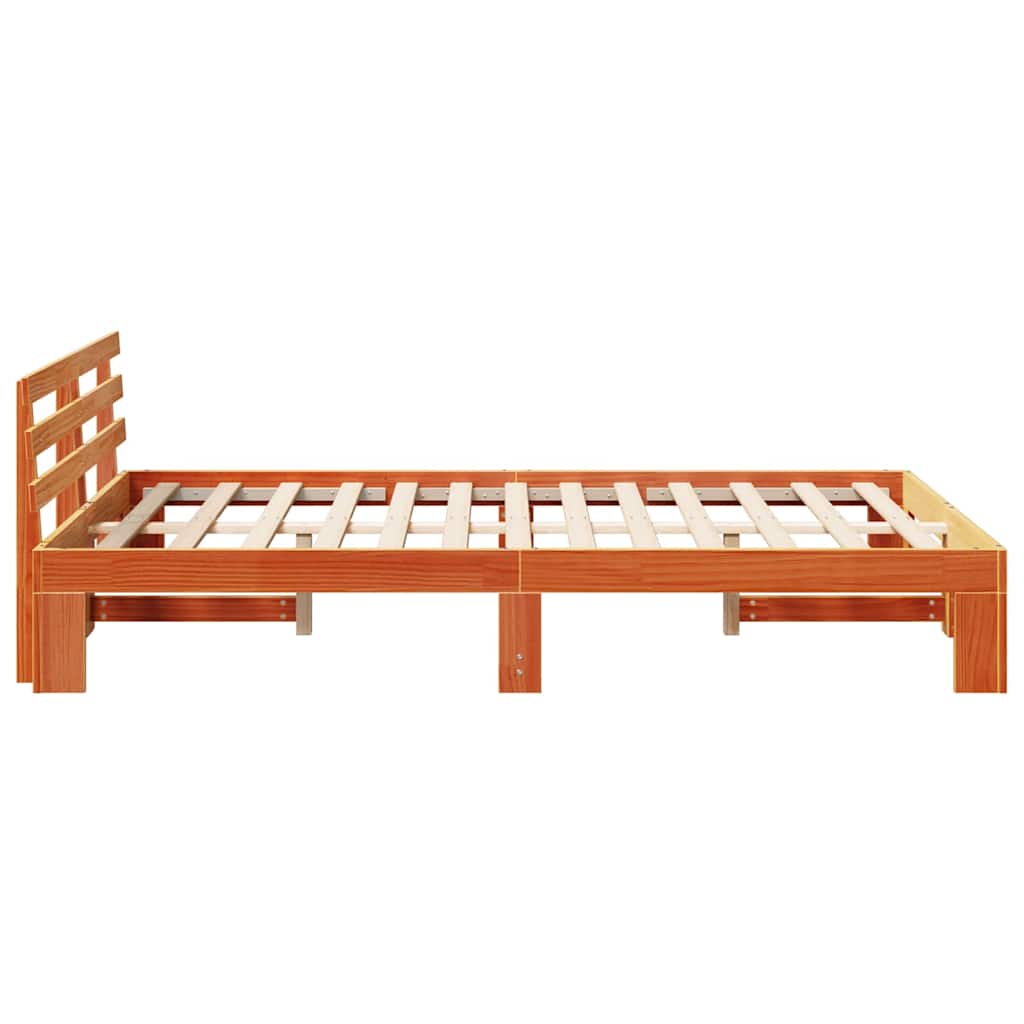 vidaXL Ramka łóżka Woskowy Brąz 135 x 190 cm Lite drewno sosnowe