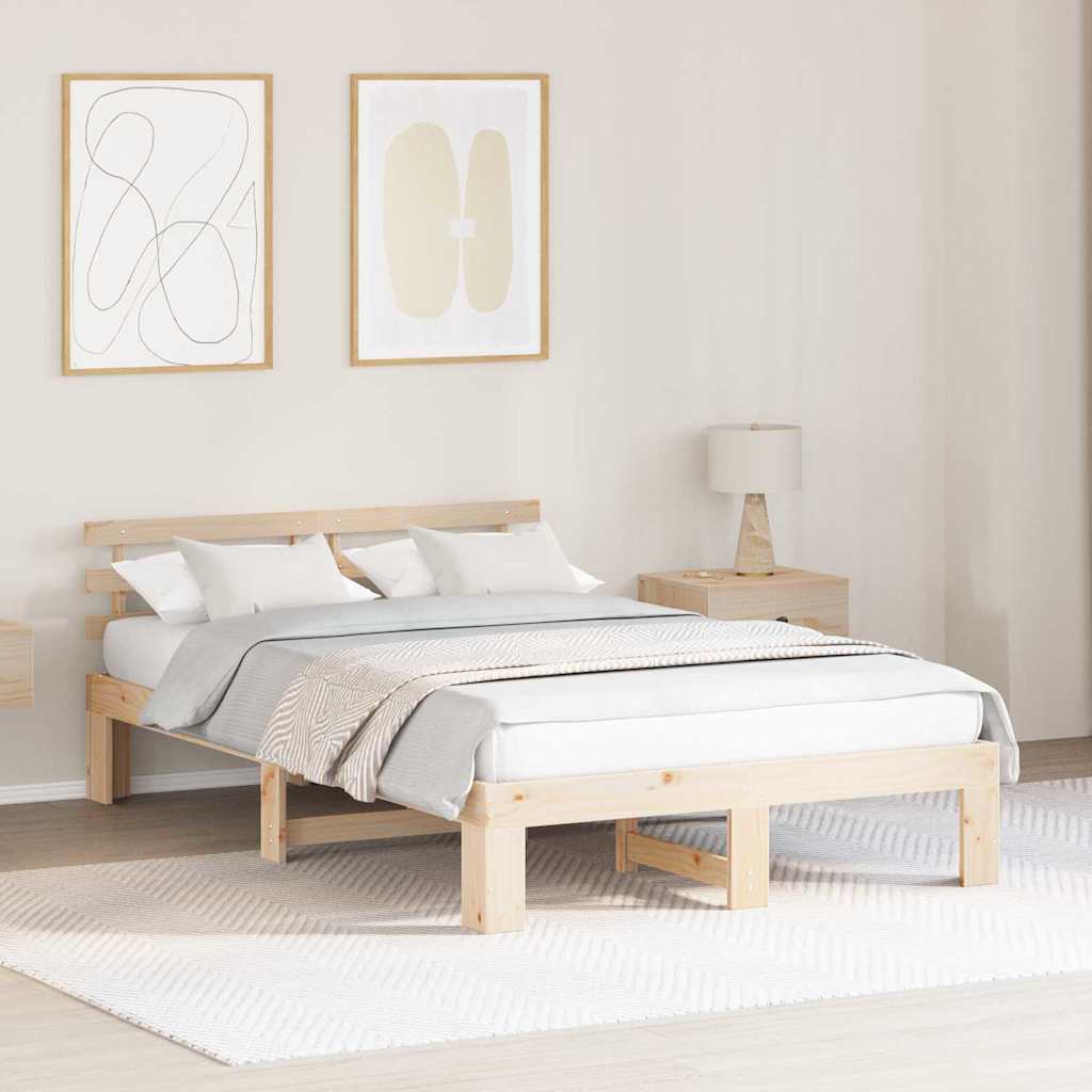 vidaXL Ramka łóżka Naturalny 120 x 190 cm Lite drewno sosnowe