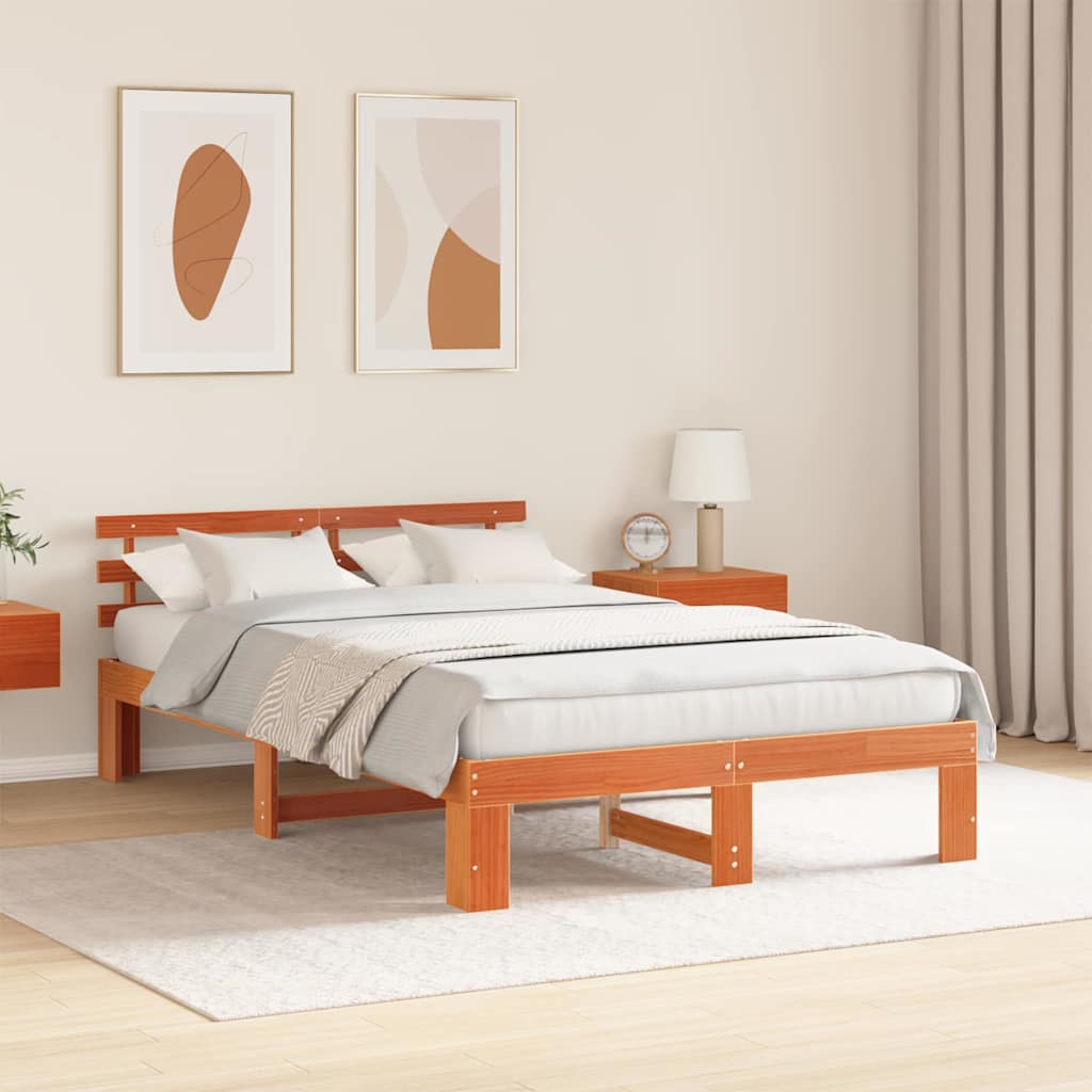 vidaXL Ramka łóżka Woskowy Brąz 120 x 190 cm Lite drewno sosnowe