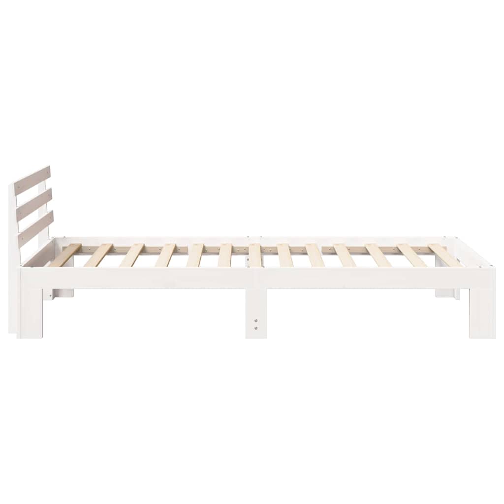 vidaXL Ramka łóżka Z zagłówkiem Biały 90 x 200 cm Lite drewno sosnowe
