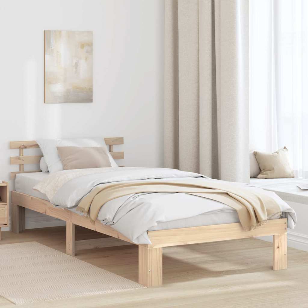 vidaXL Ramka łóżka Naturalny 80 x 200 cm Lite drewno sosnowe