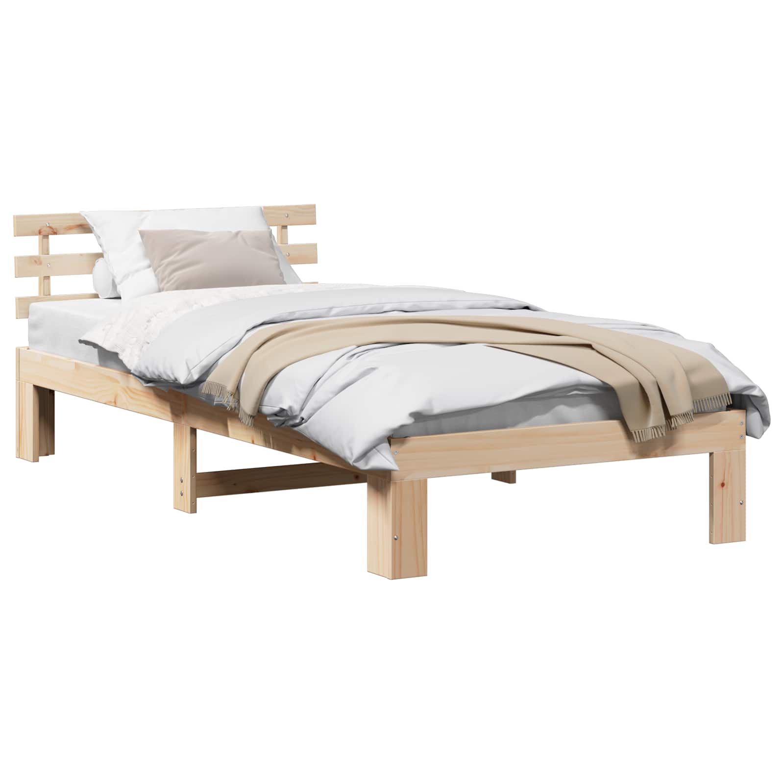 vidaXL Ramka łóżka Naturalny 80 x 200 cm Lite drewno sosnowe